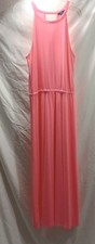 Women's Gap Maxi Dress Size Medium Pink Sleeveless Elastic Waist Polyester...