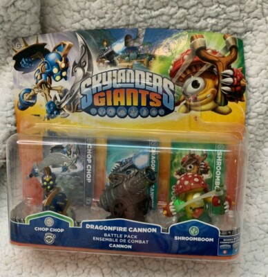 Skylander Giants 3 pack, chop chop, Dragonfire Cannon, and Shroomboom Open Box