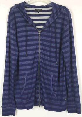 7 Diamonds Hoodie Mens 2XL Purple Striped Full Zip Athletic Pockets Skater Beach