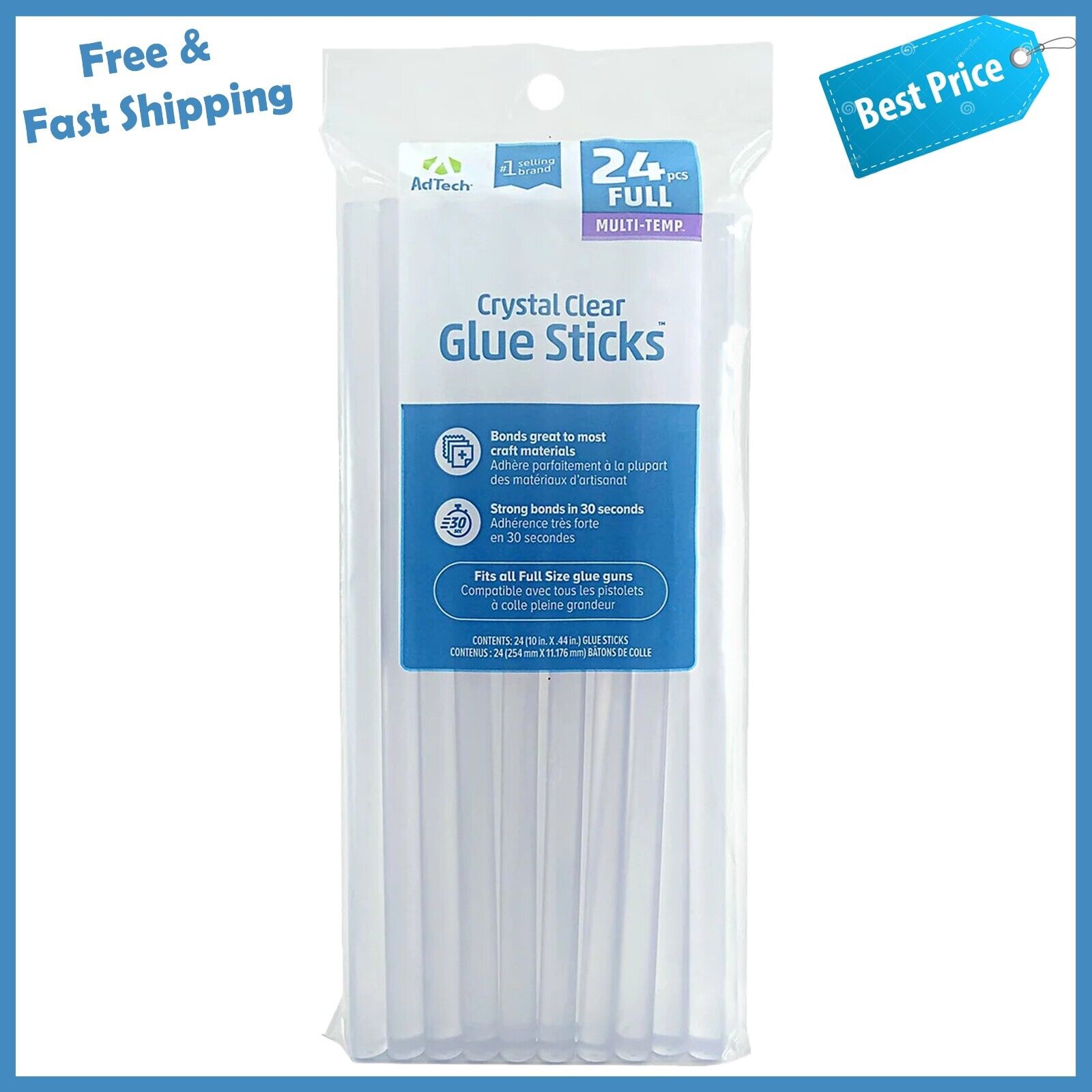 Adtech Crystal Clear Multi Temp Full Size Hot Glue Sticks...