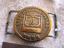 Vintage Belt Buckle Safe Driving Award Brookside Jostens