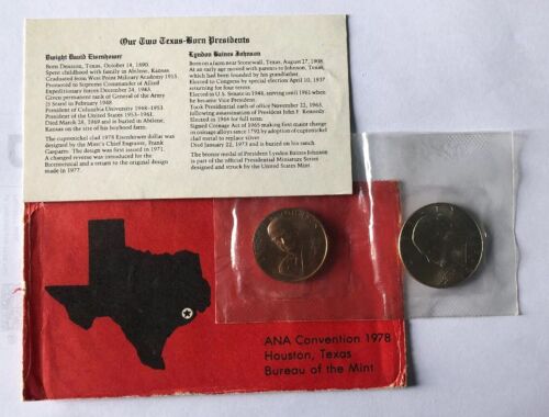 1978 A.N.A. Convention Souvenir Eisenhower Dollar & L.B.J. Bronze Token Set