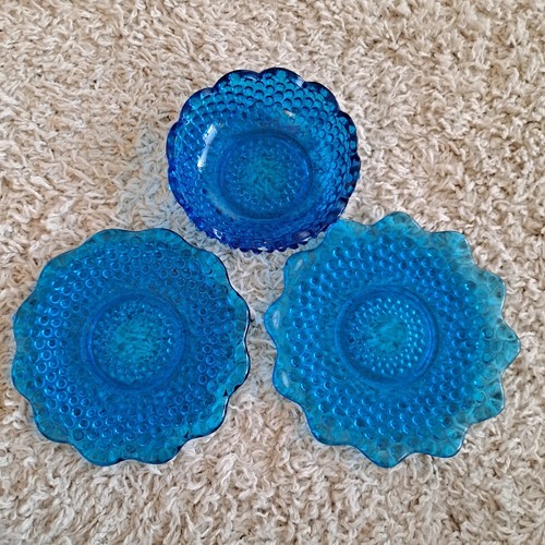 Lot of 3 Vintage Hobnail Blue Dishes eBay