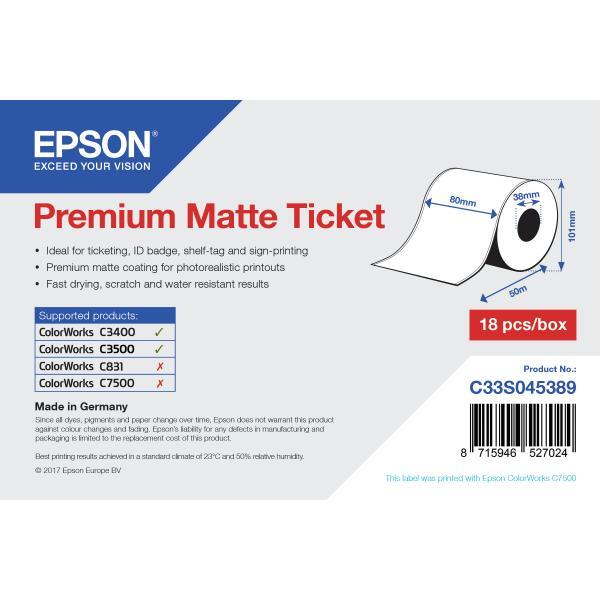 Epson - Bs Label Consumables U4 1ROLL PREMIUM MATTE TICKET ROLL 80MM X 50M MINOR
