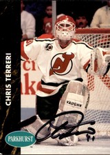 Chris Terreri Signed Auto 1991-92 Parkhurst card New Jersey Devils
