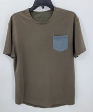 Bylt Shirt Mens Large Brown Lux Drop Cut Short Sleeve Contrast Pocket Casual