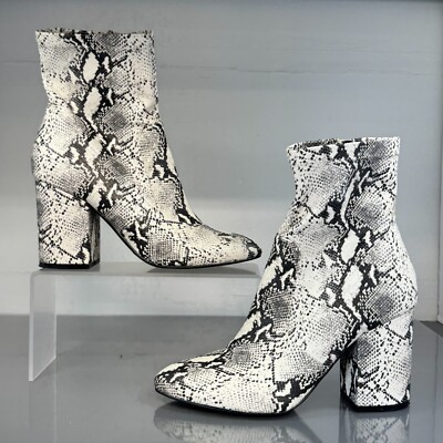 Steve Madden Revolution Snake Print Ankle Boots Womens Block
