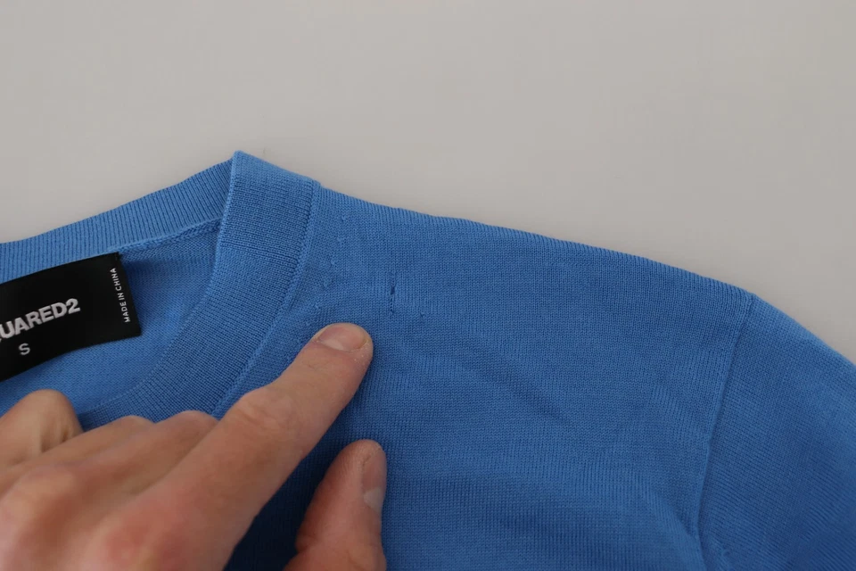 DSQUARED2 Sweater Blue Wool Long Sleeves Crewneck Pullover IT46/US36/S 540usd - Image 4 of 4