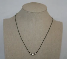 Silpada Silver Petite Cubic Zirconia Crystal Ball Black Cord Necklace N2332