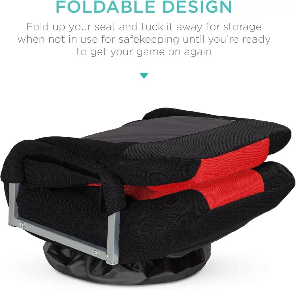 Swivel Gaming Chair 360 Degree Multipurpose Floor Chair Rocker w/Lumbar Support - Image 3 of 4