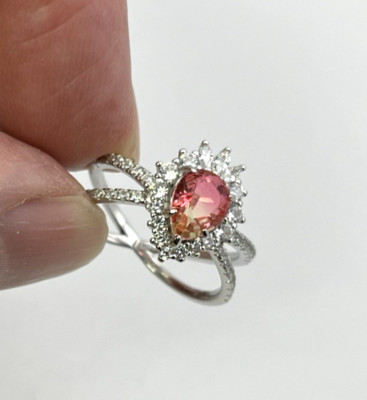 Ryze Solid Sterling Silver 925 & PINK MARQUISE stone RING size 7.5 High Sparkle