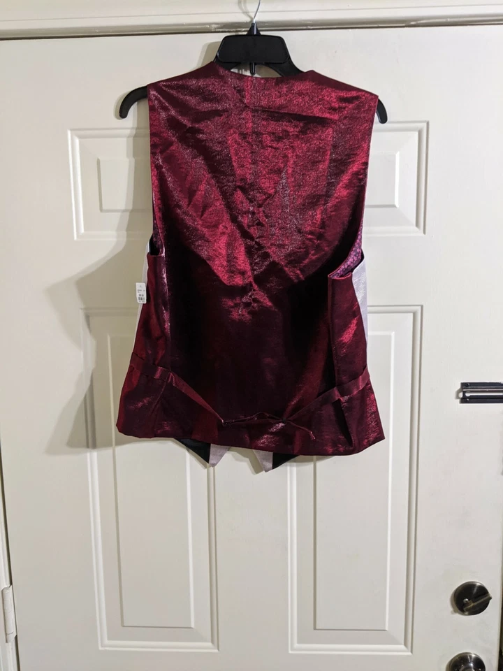 Men's Egara Orange and Burgundy Metallic Slim Fit 5 Button Vest Sz L NWT $60 - Image 2 of 4