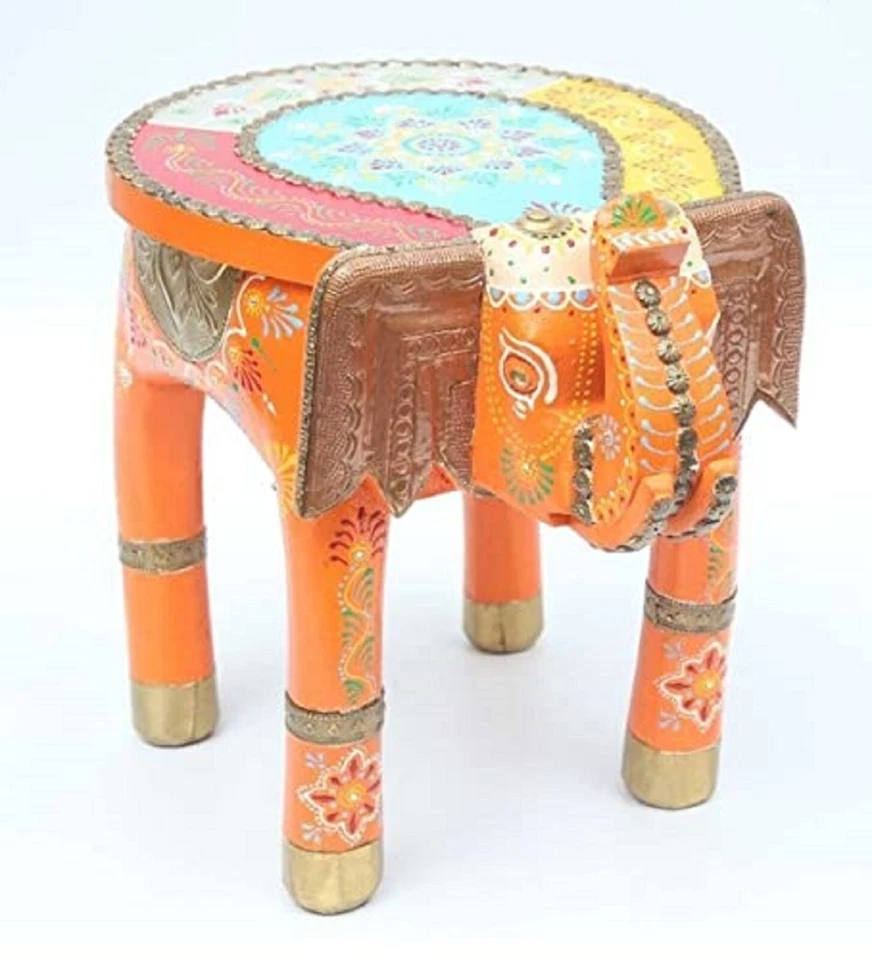 Indian Handmade Wooden Elephant Shape Stool, Kids Stool, Gifts, Room Side Stool - Image 4 of 4