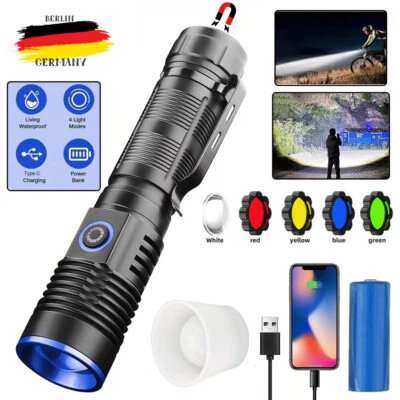 MARKENLOS 12000000 Lumen Taschenlampe AKKU LED USB 5000Meter Taktisches Fackel Arbeitslich