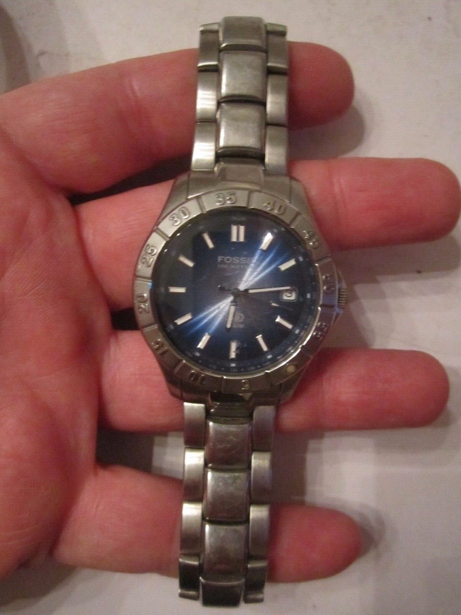 【希少・美品】FOSSIL Blue 100M防水 ブルー Fossil Blue 100 Meters Chronograph Mens Watches has New
