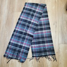 Made In Scotland 100 Scottish Cashmere Black Plaid Flannel Fringe Scarf