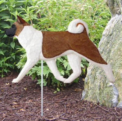 Akita Outdoor Garden Sign Hand Painted Figure Orange Brown & White