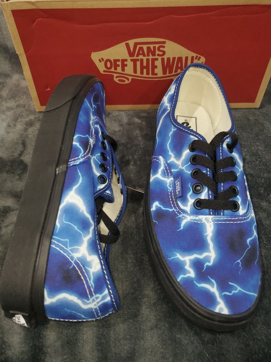 VANS AUTHENTIC SKATEBOARDING LIGHTNING BLACK BLUE SHOES MENS  display picture 3