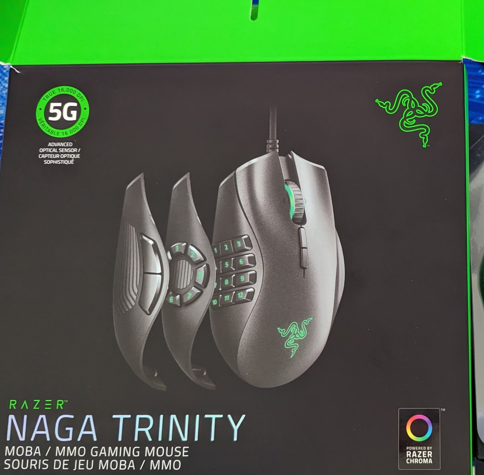 Razer Naga Trinity Gaming Mouse: 16,000 DPI Optical Sensor - Chroma RGB Lighting