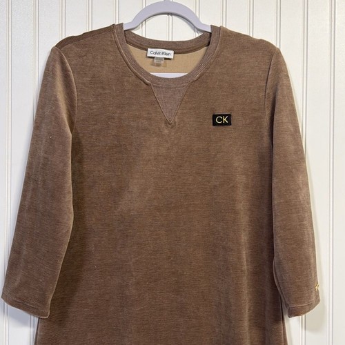 Calvin Klein Velour Langarm PJ Pyjama Kleid Nachthemd Loungewear - Bild 2 von 6