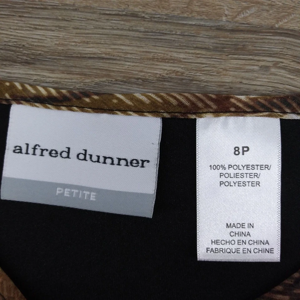 Blusa pulóver Alfred Dunner para mujer talla 8P marrón transparente sobre negra Foto 4 de 4