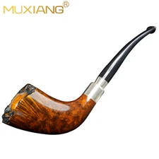 MUXIANG Briar Smooth Zulu Pipe Handmade Wooden Tobacco Smoking Pipe Horn Pipe