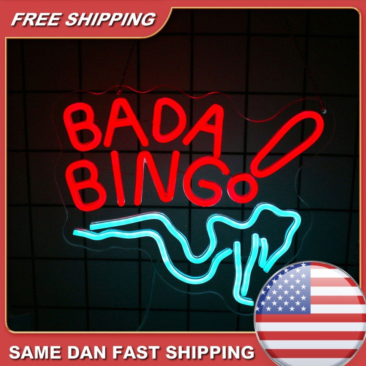 Bada Bing Neon Sign, Dimmable LED Man Cave Pub Store Bar Novelty