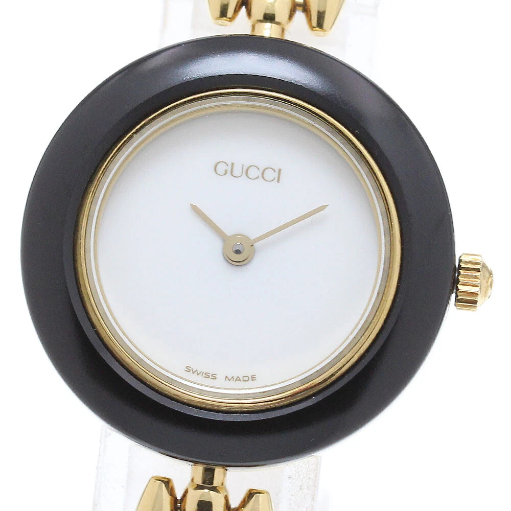 Montre à quartz pour femme GUCCI lunette à changement 11/12,2 cadran blanc_624141
