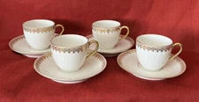 Tressemann &Vogt T&V Limoges France 4 Demitasse Cup Saucer Sets Gold Trim 8414