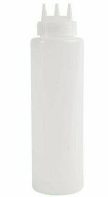 Vogue 3 Nozzle Squeeze Bottle Clear Polyethylene Sauce Bottle 24oz or 36oz
