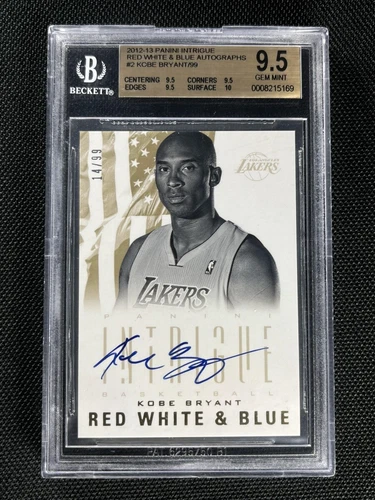 2012-13 Panini Intrigue Kobe Bryant #2 Red White & Blue /99 BGS 9.5 Mint 10 Auto
