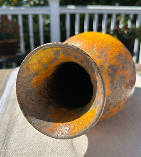 Vintage Royal Haeger Art Pottery Orange Peel Lava Glaze Vase - 12-1/2" - Picture 3 of 5