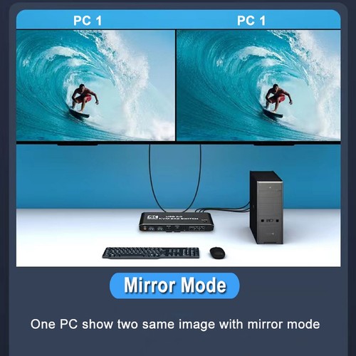 4K 60Hz 2 in 2 out Display HDMI KVM USB Switch Dual Monitor Hotkey Switching - Picture 7 of 15