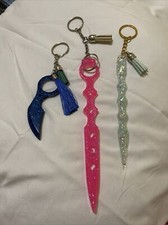 Personal security Epoxy Resin Colorful Keychain Fun Glittery Blue Pink Mint Set