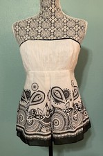 White House Black Market Women's Designer Side Zip Bustier Corset Black  White