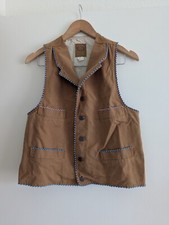 Wah Maker Vintage beaded Western logo metal buttons cotton canvas vest size S