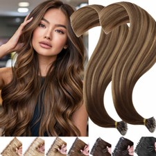 150G THICK Nano Ring Tip Real Human Hair Extensions Loop Nano Beads Link 16"-24"