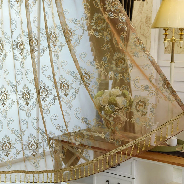 Luxury European velvet  solid color cloth curtain tulle sheer valance E670 - Image 3 of 4