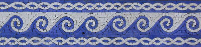 Blue Wave Border Frame Twisted Chain Marble Mosaic
