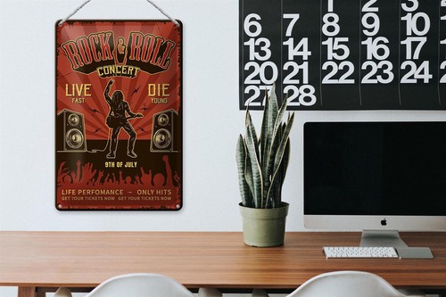 Blechschild Retro 20x30 cm Rock&Roll Concert live 9th july Deko Schild tin sign - Bild 4 von 5