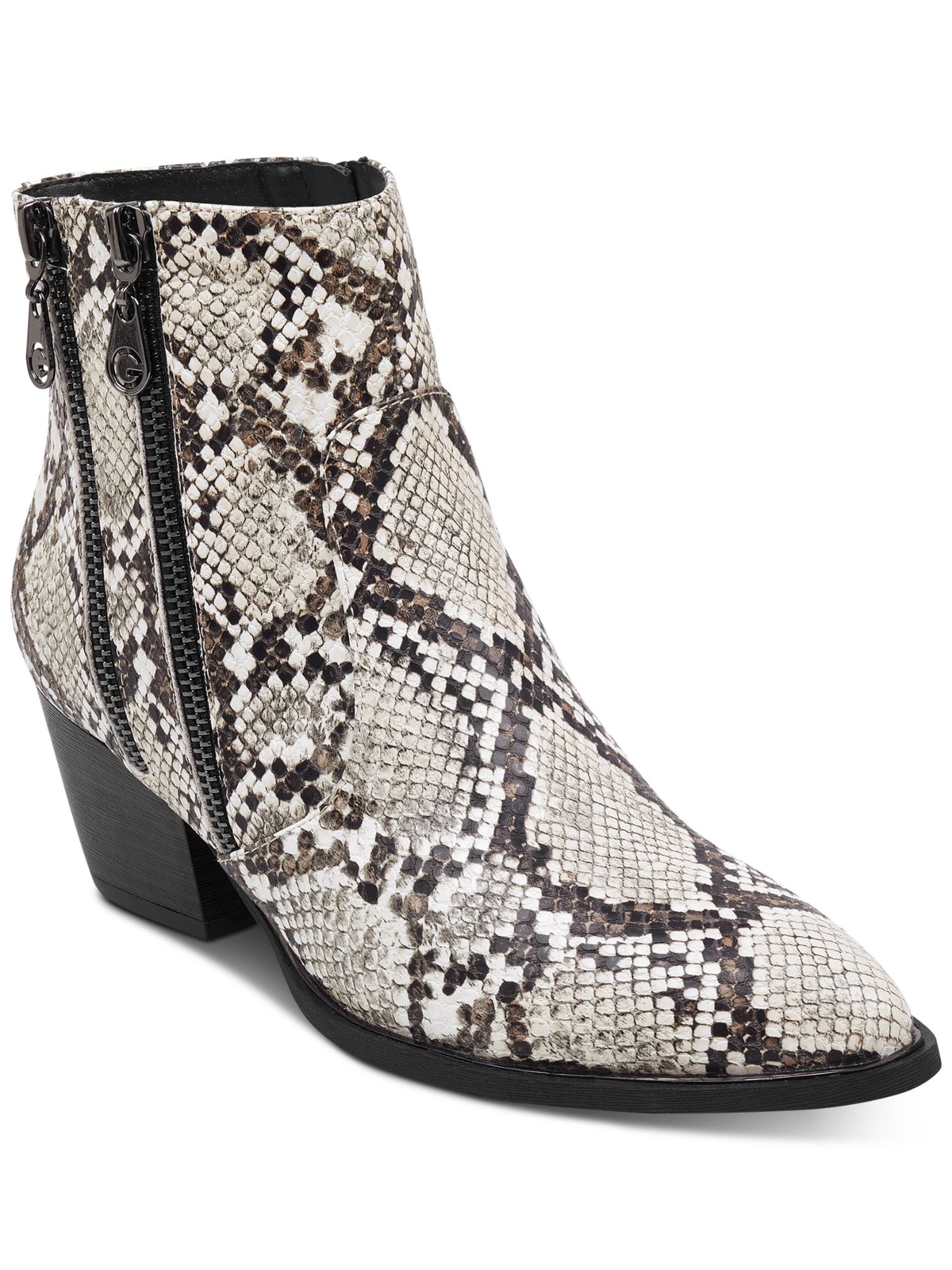 GBG GUESS Женские бежевые ботинки в западном стиле с острым носком и блочным каблуком на змейке Indiee 5 М