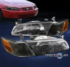 For 1997 1998 1999 Toyota Camry Replacement Headlight w/Corner Lamp Black LH+RH