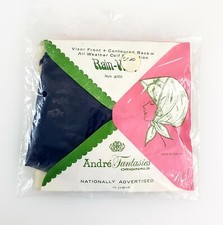 Andre Fantasies Rain Hair Bonnet XL w Visor 855 Navy Contour Back NOS Sealed