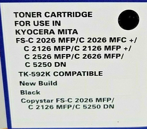 4PK BK/C/M/Y Toner Set For Kyocera TK592 TK-592 FS-C2026 C2126 C2526 C2626 C5250 - Image 2 of 2