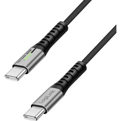 LogiLink CU0425 USB-C Cable USB 2.0 Plug USB-C  3.00m Black with LED, Connector