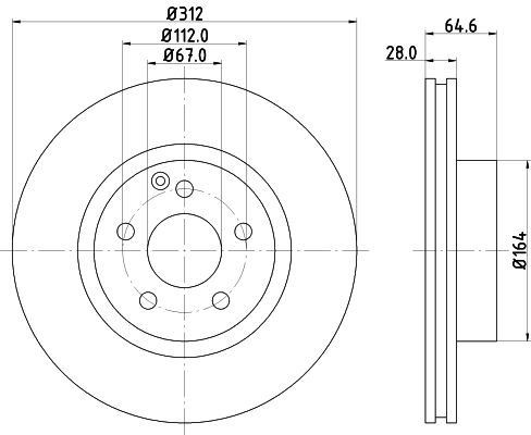 HELLA 8DD 355 127-771 BRAKE DISC Front (PAIR)