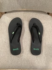 Sanuk Flip Flops Women's Size 6 Black Yoga Joy Sandals New With Tags