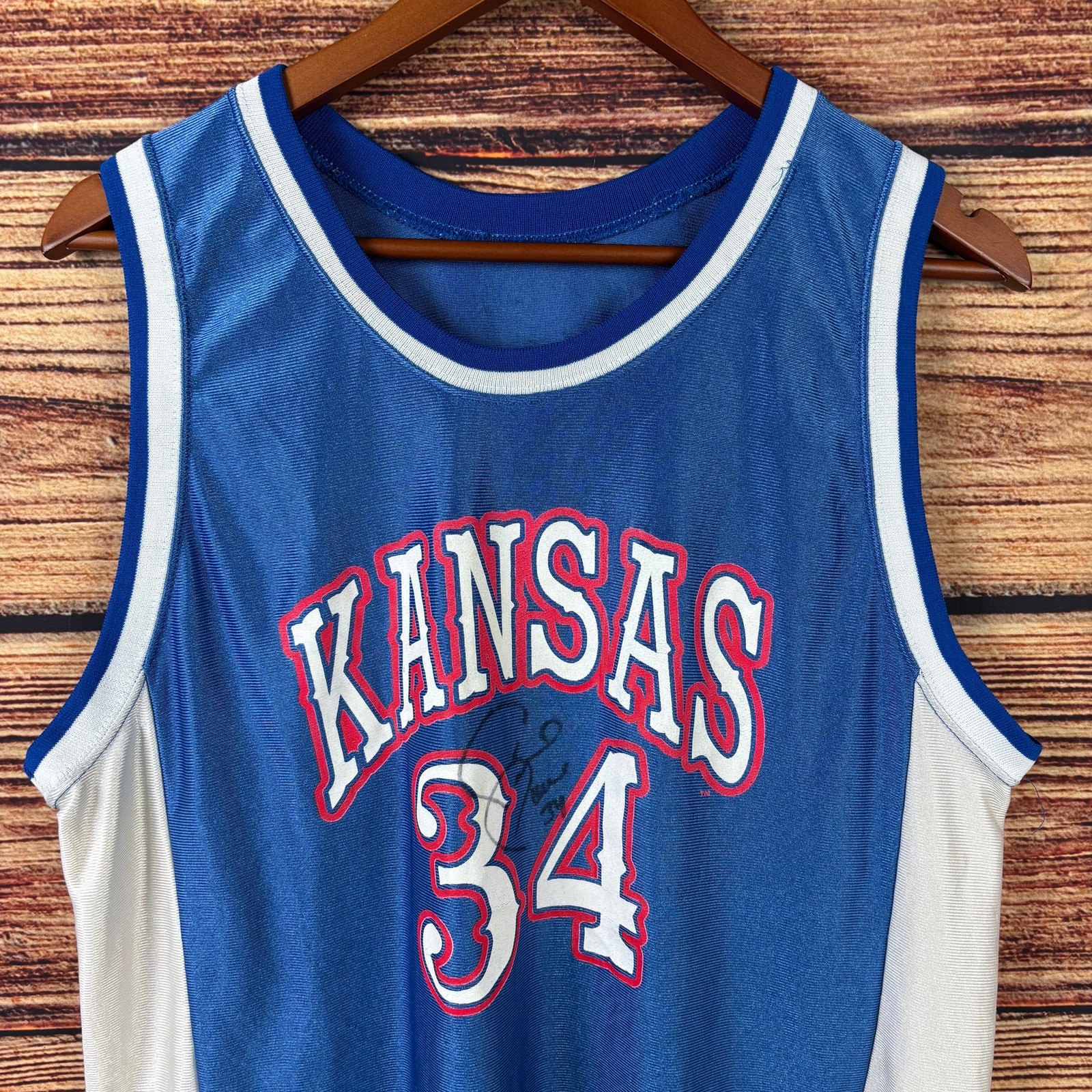 Vintage 1990s Paul Pierce Autographed Kansas Jayhawks Basketball Jersey Medium