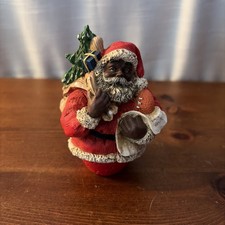 Black African American Santa w/Football-tree-...