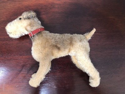 1933 Steiff Jack Terrier Mohair Dog 6.5 in x 8 in with collar Rare!